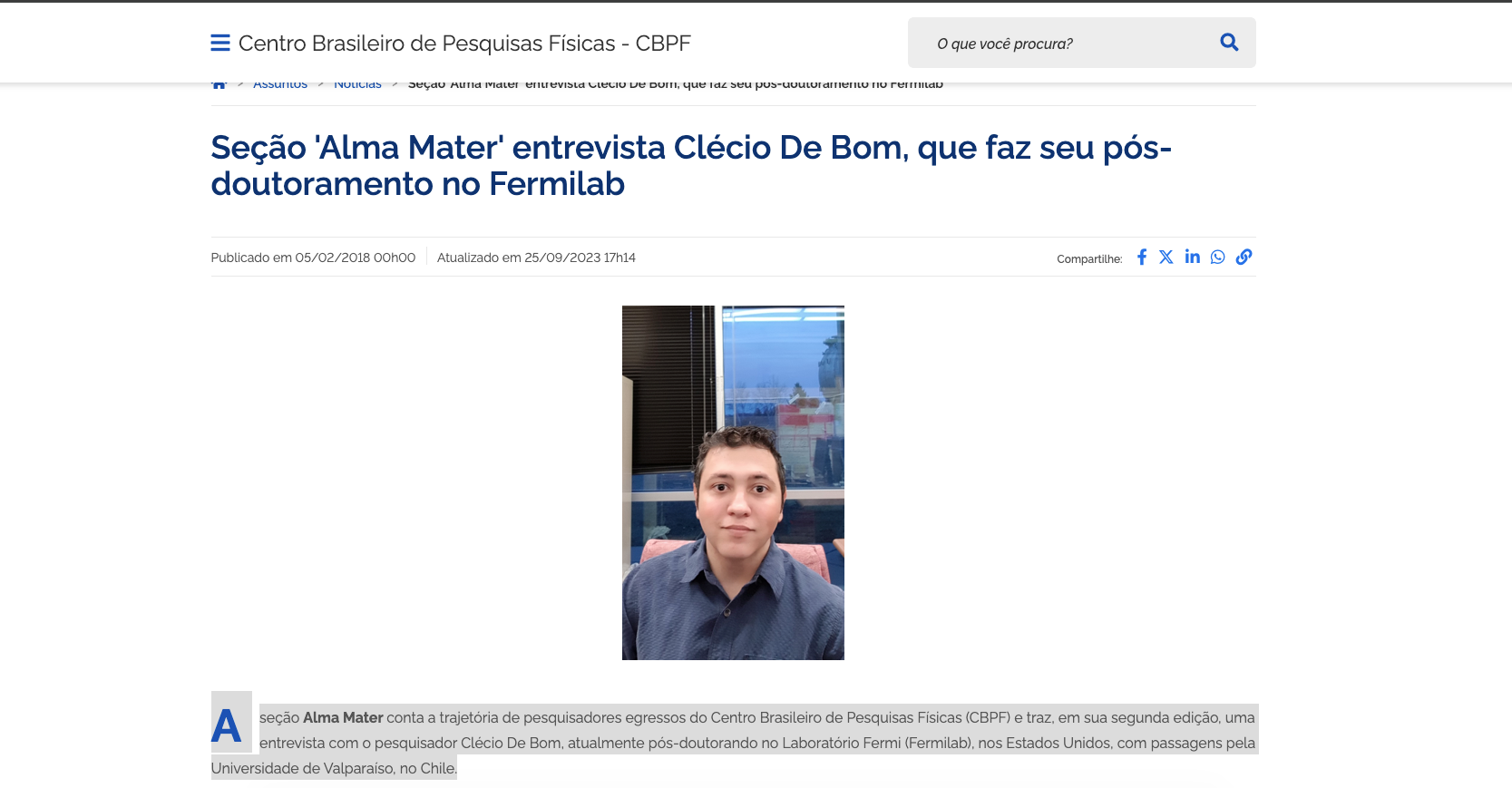Interview about my work for Alma Mater section