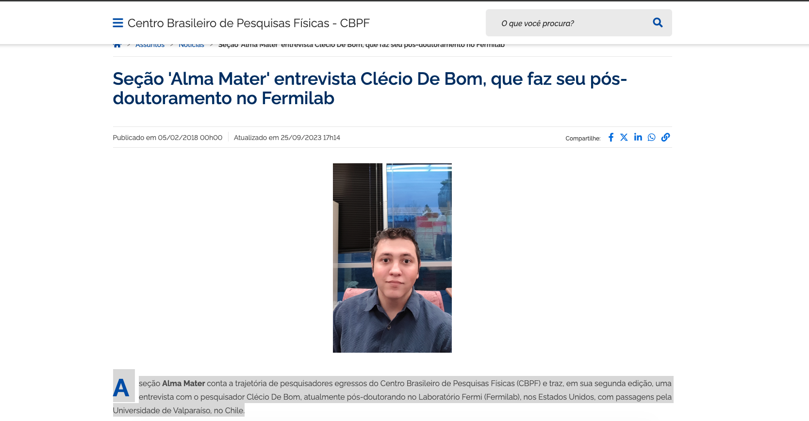 Entrevista sobre mi trabajo para la sección Alma Mater