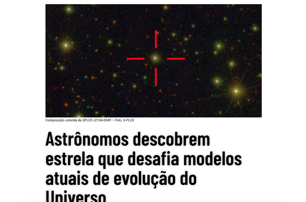 S-PLUS Survey: astrónomos descubren una estrella que desafía los modelos actuales de evolución del universo