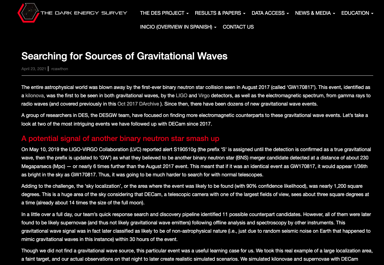 Reportaje sobre la búsqueda de fuentes de ondas gravitacionales